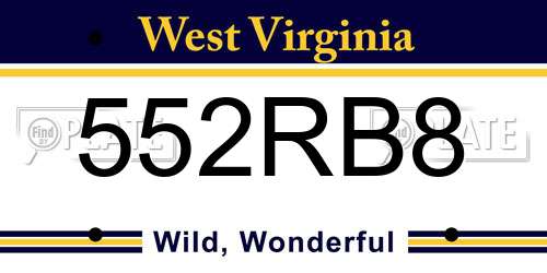 552RB8 West Virginia License Plate