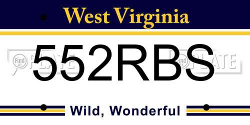 552RBS West Virginia License Plate