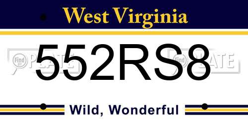 552RS8 West Virginia License Plate