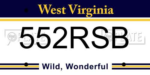 552RSB West Virginia License Plate