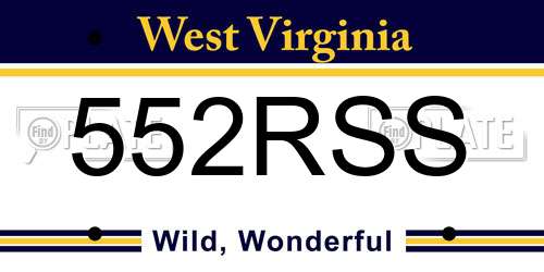 552RSS West Virginia License Plate