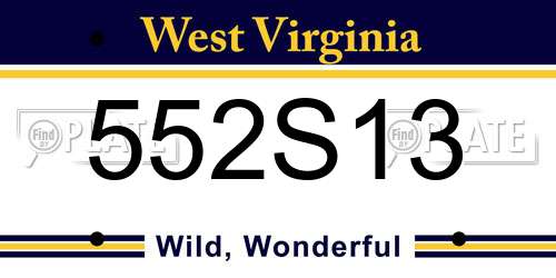 552S13 West Virginia License Plate