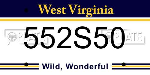 552S50 West Virginia License Plate