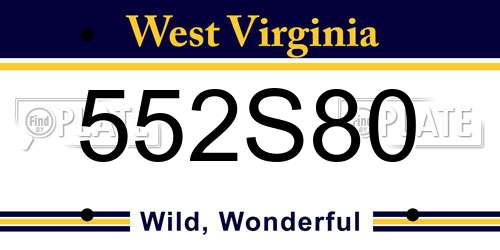 552S80 West Virginia License Plate