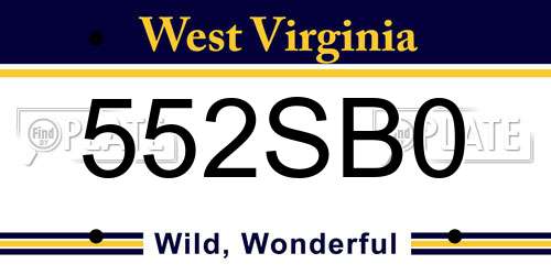 552SB0 West Virginia License Plate