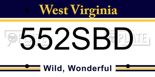 552SBD West Virginia License Plate
