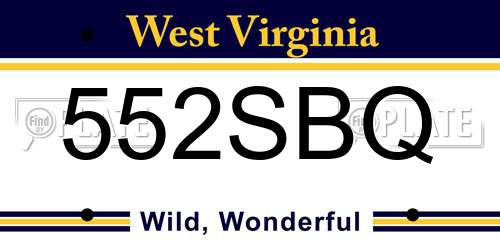 552SBQ West Virginia License Plate