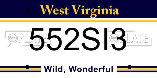 552SI3 West Virginia License Plate