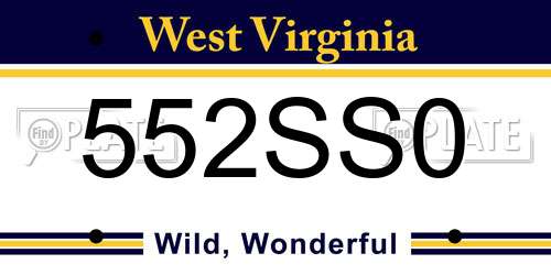 552SS0 West Virginia License Plate