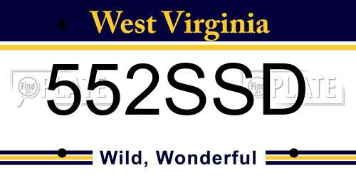 552SSD West Virginia License Plate
