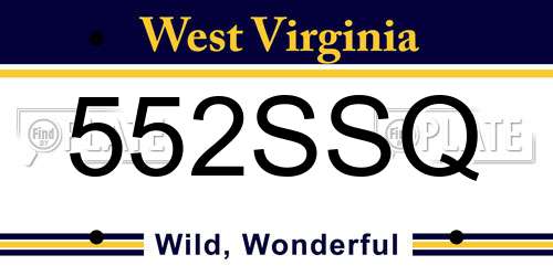 552SSQ West Virginia License Plate