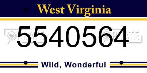 5540564 West Virginia License Plate