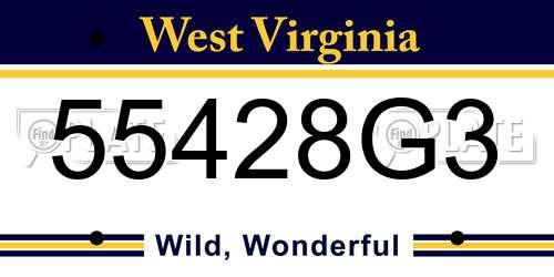 55428G3 West Virginia License Plate
