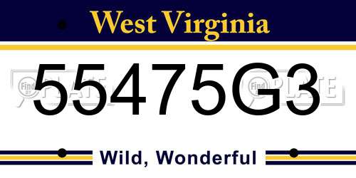 55475G3 West Virginia License Plate