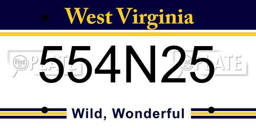 554N25 West Virginia License Plate