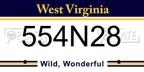 554N28 West Virginia License Plate