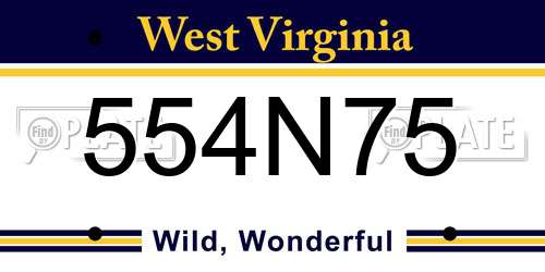 554N75 West Virginia License Plate