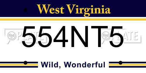 554NT5 West Virginia License Plate