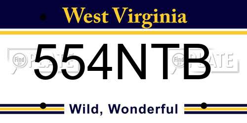 554NTB West Virginia License Plate