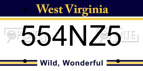 554NZ5 West Virginia License Plate