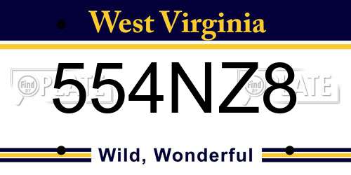 554NZ8 West Virginia License Plate