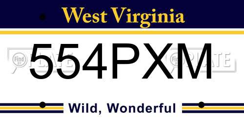 554PXM West Virginia License Plate