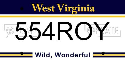 554ROY West Virginia License Plate