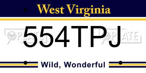 554TPJ West Virginia License Plate