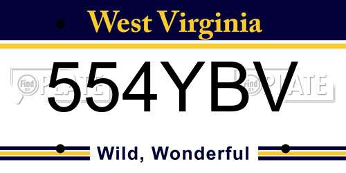 554YBV West Virginia License Plate