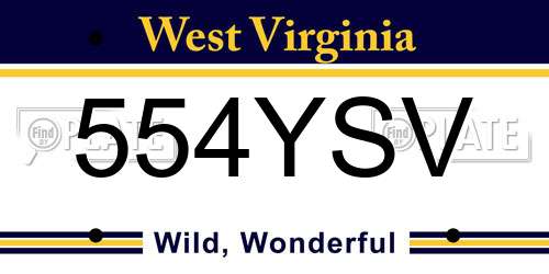 554YSV West Virginia License Plate