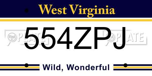 554ZPJ West Virginia License Plate