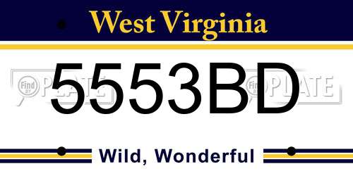 5553BD West Virginia License Plate