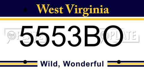 5553BO West Virginia License Plate