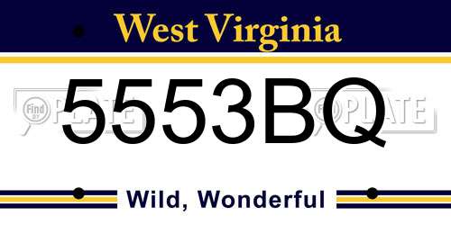 5553BQ West Virginia License Plate