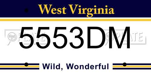 5553DM West Virginia License Plate