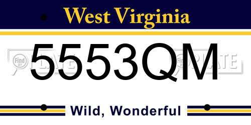 5553QM West Virginia License Plate