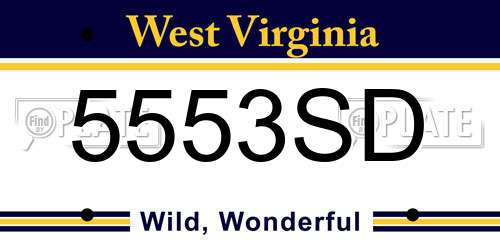 5553SD West Virginia License Plate
