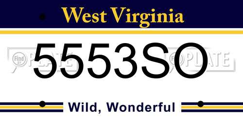 5553SO West Virginia License Plate