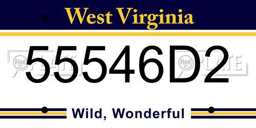 55546D2 West Virginia License Plate