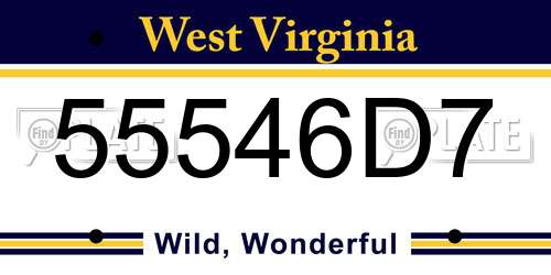 55546D7 West Virginia License Plate