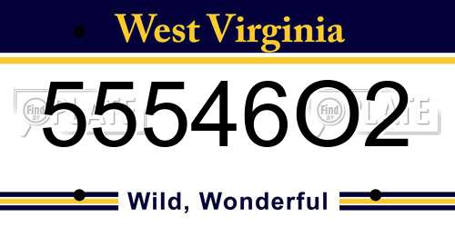55546O2 West Virginia License Plate