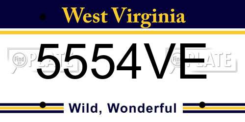 5554VE West Virginia License Plate