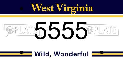 5555 West Virginia License Plate
