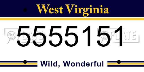 5555151 West Virginia License Plate