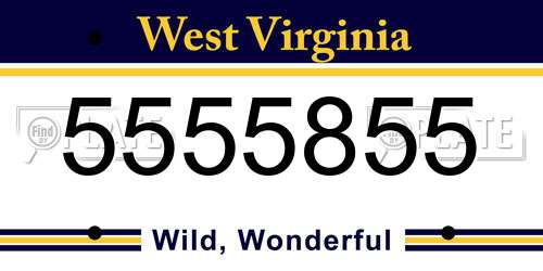 5555855 West Virginia License Plate