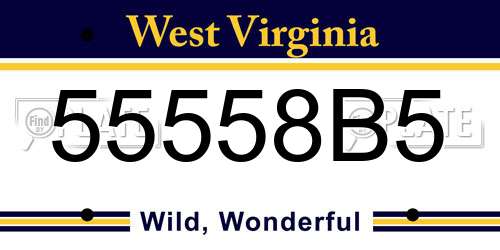 55558B5 West Virginia License Plate