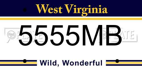 5555MB West Virginia License Plate