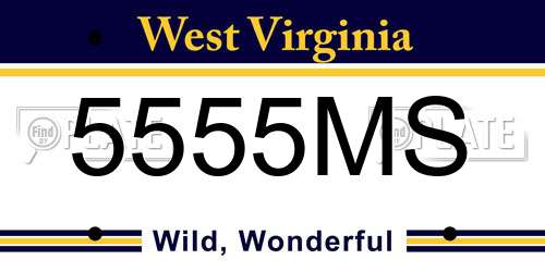 5555MS West Virginia License Plate