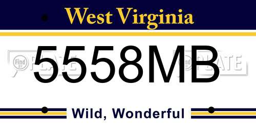 5558MB West Virginia License Plate