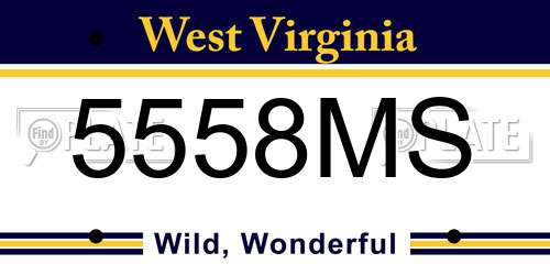5558MS West Virginia License Plate